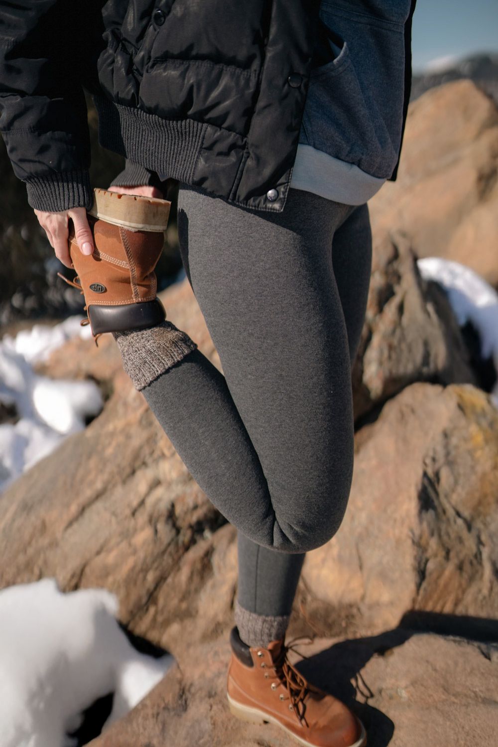 Alpine Summit Heavyweight Fleece Leggings - Heather Gray